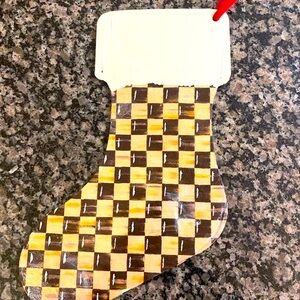 CUSTOM 🎁 PAINTED/DECOPAGED & SEALED 14” tall HOLIDAY 🎄WOODEN HANGING STOCKING